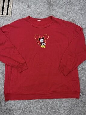 Red Mickey Mouse Crewneck Sweatshirt